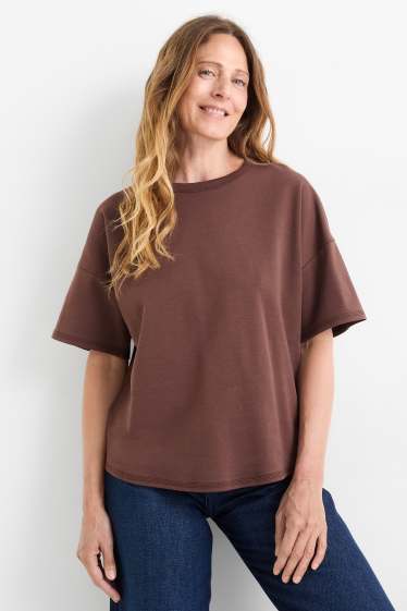 Dona - Samarreta de màniga curta - oversized - marró fosc