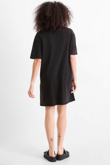 Dames - T-shirt-jurk - zwart