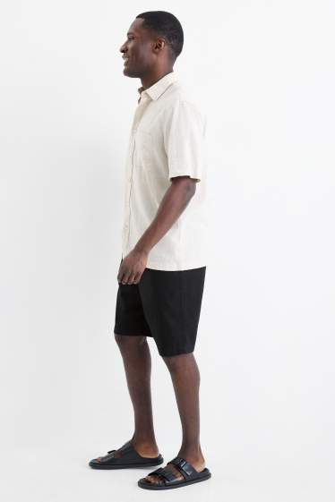 Men - Shorts - linen blend - black