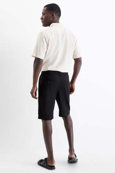 Men - Shorts - linen blend - black