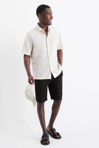 Men - Shorts - linen blend - black