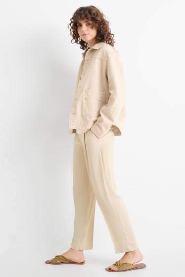 Mujer - Pantalón de tela - high waist - tapered fit - crema