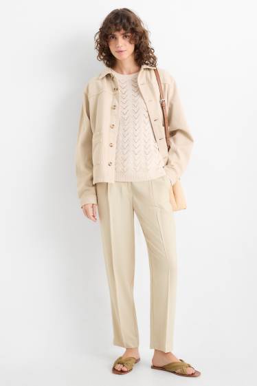 Mujer - Pantalón de tela - high waist - tapered fit - crema