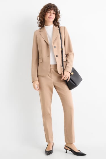 Women - Cloth trousers - mid-rise waist - slim fit - beige