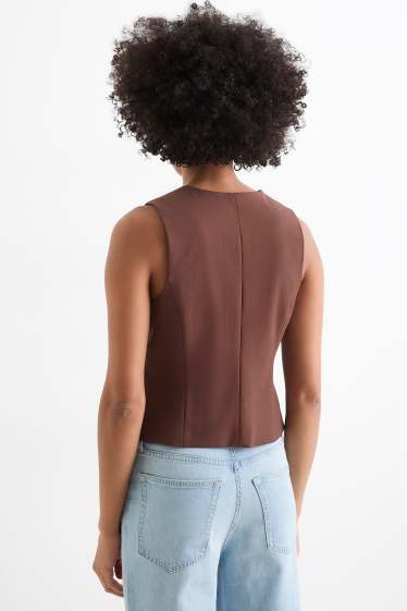 Damen - Business-Weste - Regular Fit - dunkelbraun