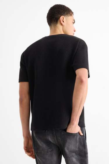 Pánské - Tričko - relaxed fit - strukturované - černá