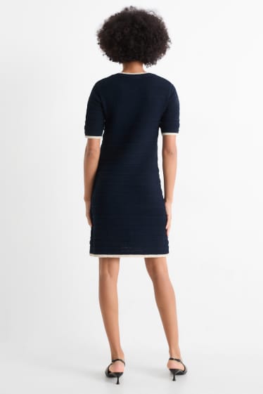 Damen - Strickkleid - strukturiert - dunkelblau