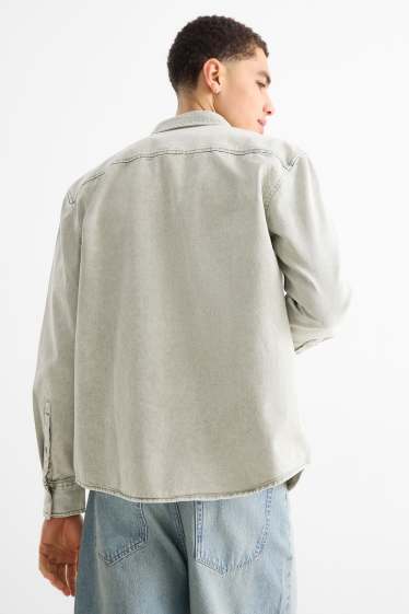 Hommes - Chemise en jean - relaxed fit - col kent - vert clair