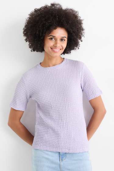 Femei - Tricou - regular fit - structurat - violet deschis