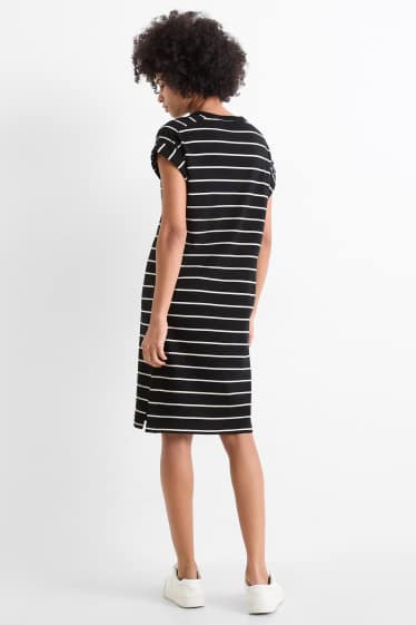 Damen - T-Shirt-Kleid - gestreift - schwarz