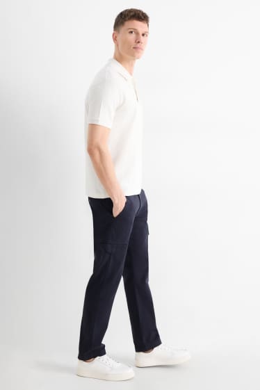 Hommes - Pantalon de cargo - tapered fit - finition texturée - bleu foncé