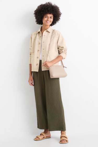 Damen - Stoffhose - Mid Waist - Wide Leg - grün