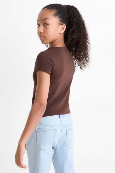 Kinderen: meisjes - Set van 2 - T-shirt - bruin