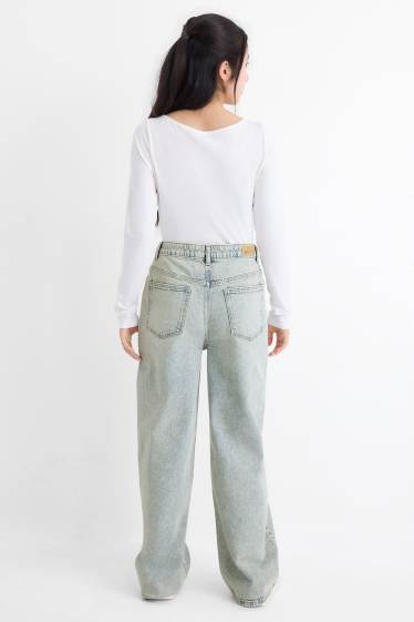 Děti - dívky - Hvězdy - wide leg jeans - džíny - světle modré
