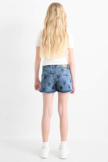 Děti - dívky - Hvězdy - džínové šortky - modrá