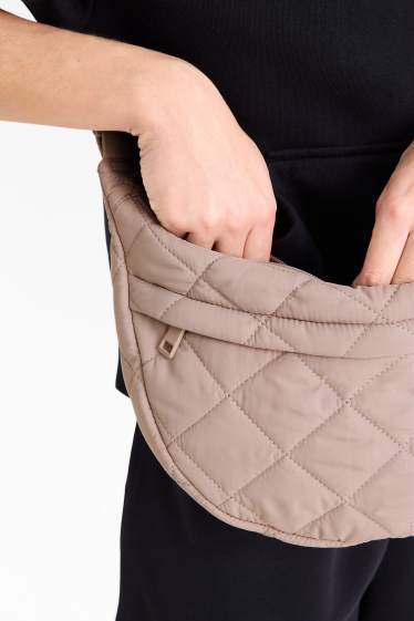 Dámské - Prošívaná taška přes rameno - světle béžová