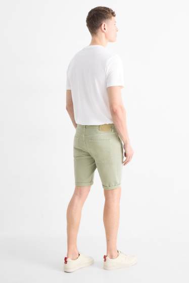 Uomo - Shorts di jeans - slim fit - verde chiaro