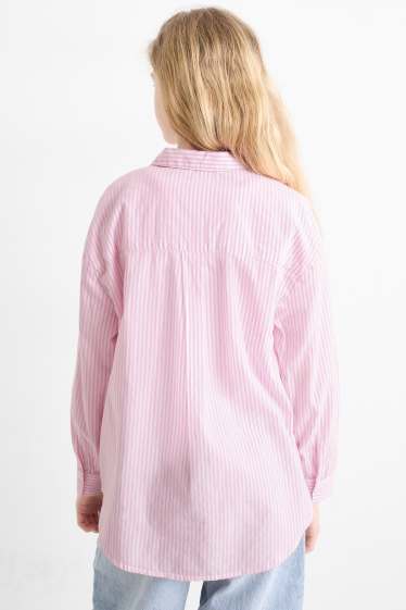Bambine - Set - camicia e top - 2 pezzi - bianco / rosa
