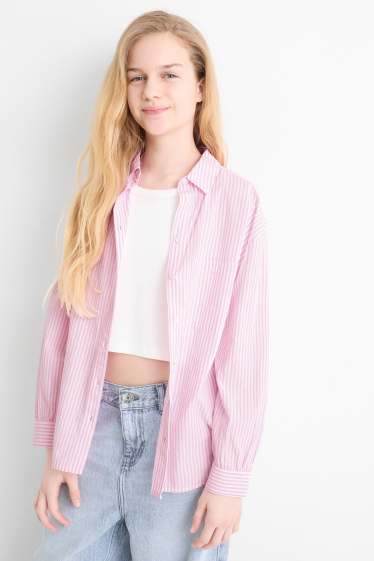 Bambine - Set - camicia e top - 2 pezzi - bianco / rosa