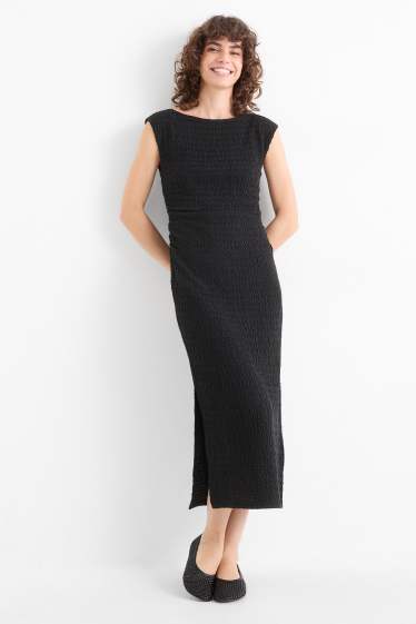 Dames - Bodycon jurk - met structuur - zwart