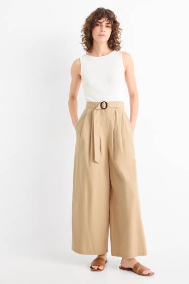 Donna - Tuta con cintura - bianco / beige