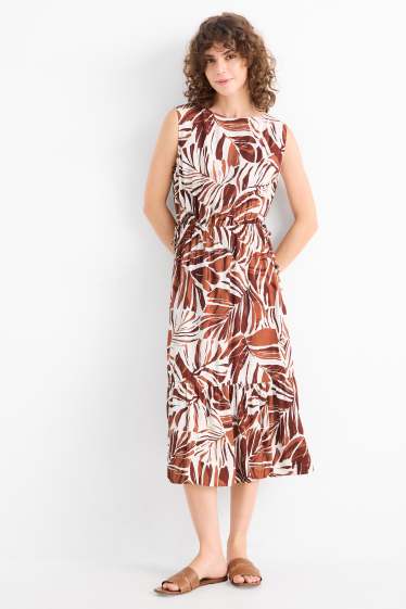 Dona - Vestit fit & flare - estampat - estructurat - marró / blanc trencat