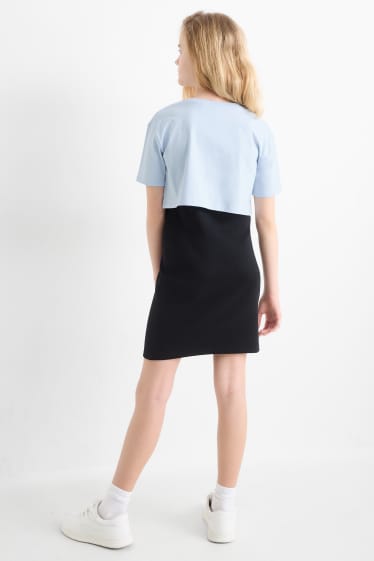 Copii - Fete - Lilo & Stitch - set - tricou cu mânecă scurtă și rochie - 2 piese - albastru deschis