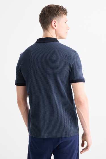 Pánské - Polokošile - regular fit - strukturovaná - tmavomodrá