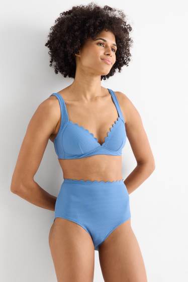 Femei - Chiloți bikini - talie înaltă - LYCRA® XTRA LIFE™ - structurați - albastru