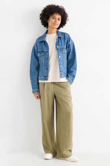 Mujer - Pantalón de tela - high waist - wide leg - verde