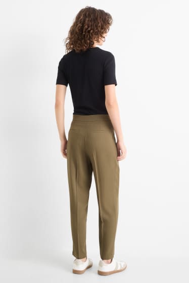 Dona - Pantalons de tela - high waist - tapered fit - caqui