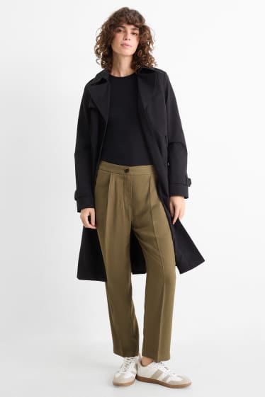 Dona - Pantalons de tela - high waist - tapered fit - caqui