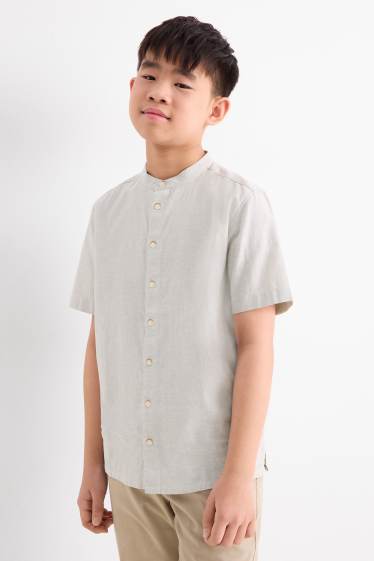 Enfants garçons - Chemisier avec teneur en lin - gris clair