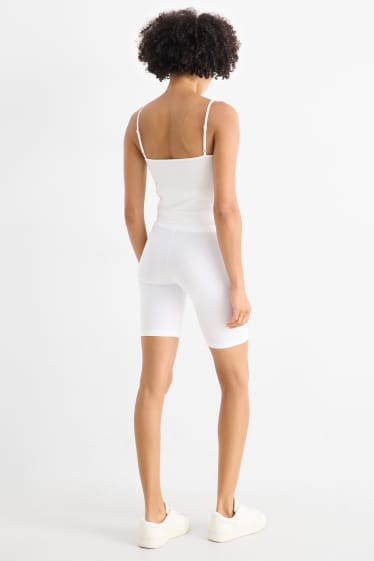 Dames - Set van 2 - bikershort - wit / zwart