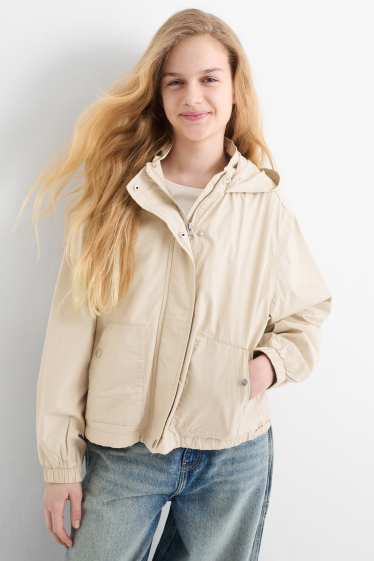 Enfants filles - Veste à capuche - beige clair