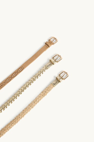 Donna - Confezione da 3 - cintura - similpelle - beige