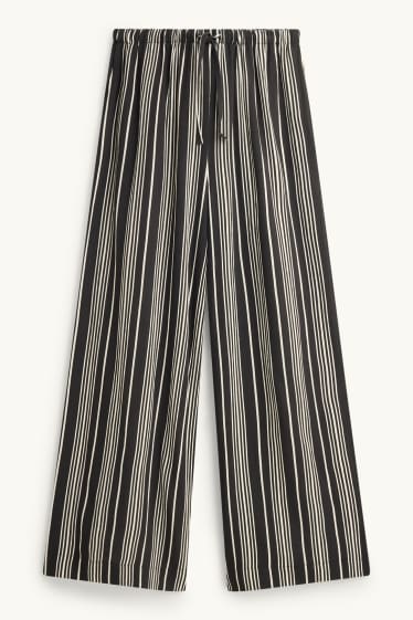 Nena - Pantalons de tela - de ratlles - blanc/negre