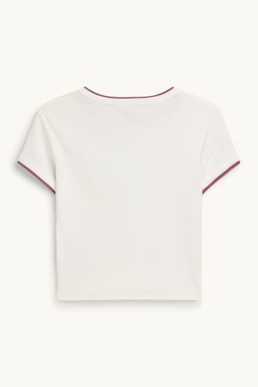 Damen - T-Shirt - Slim Fit - 2-in-1-Look - weiss