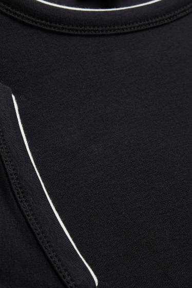 Damen - T-Shirt - Slim Fit - 2-in-1-Look - schwarz