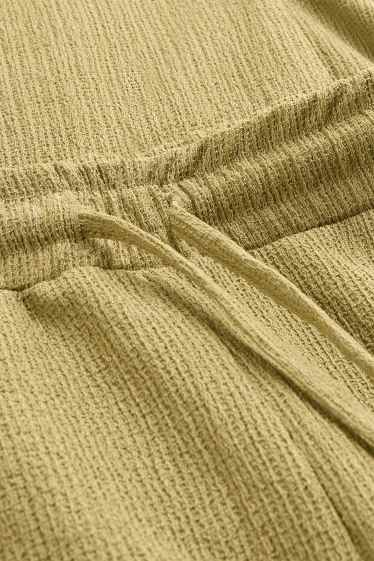 Femmes - Pantalon en jersey - mid waist - wide leg - finition texturée - vert clair