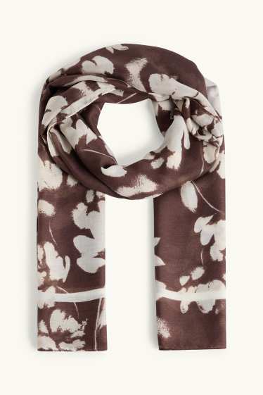 Damen - Schal - geblümt - braun