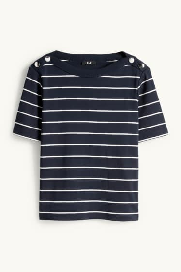 Donna - T-shirt - regular fit- a righe - blu scuro