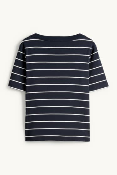 Donna - T-shirt - regular fit- a righe - blu scuro