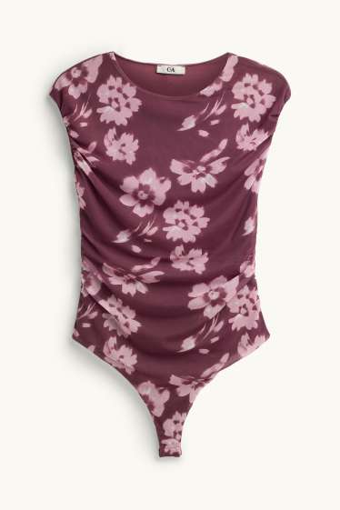 Femmes - Body - filet - à fleurs - violet