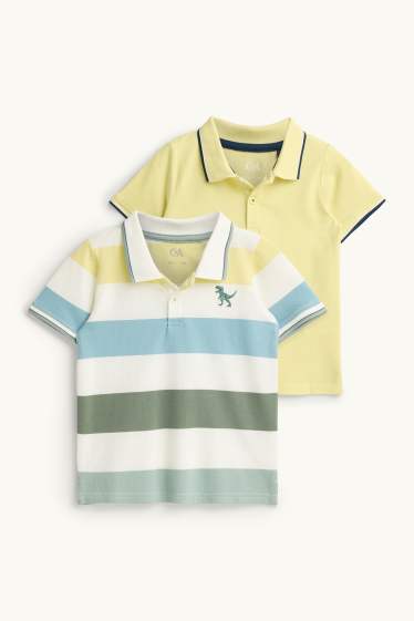 Kinderen: jongens - Set van 2 - dinosaurus - poloshirt - geel