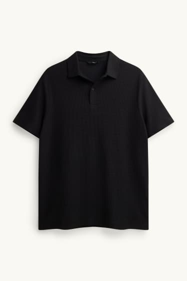 Bărbați - Tricou polo - regular fit - structurat - negru