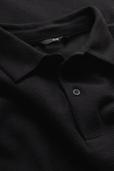 Bărbați - Tricou polo - regular fit - structurat - negru