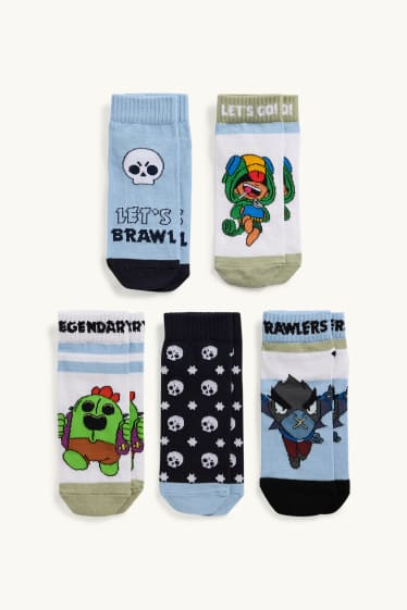 Kinder Jungen - Multipack 5er - Brawl Stars - Socken mit Motiv - weiss