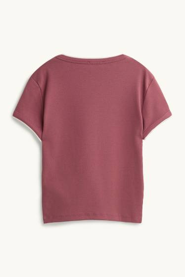 Damen - T-Shirt - Slim Fit - 2-in-1-Look - rot