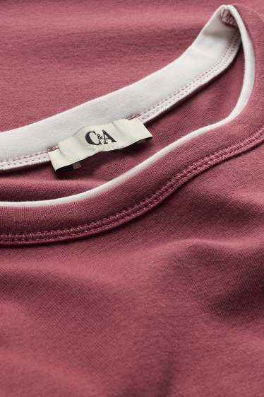 Damen - T-Shirt - Slim Fit - 2-in-1-Look - rot